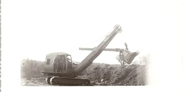 Vintage cable-run steam shovel excavator